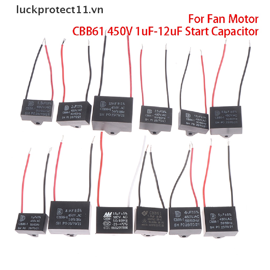 3c &amp; NEW * CBB61 450V 1uF ~ 12uF Tụ Điện Cho Quạt Trần