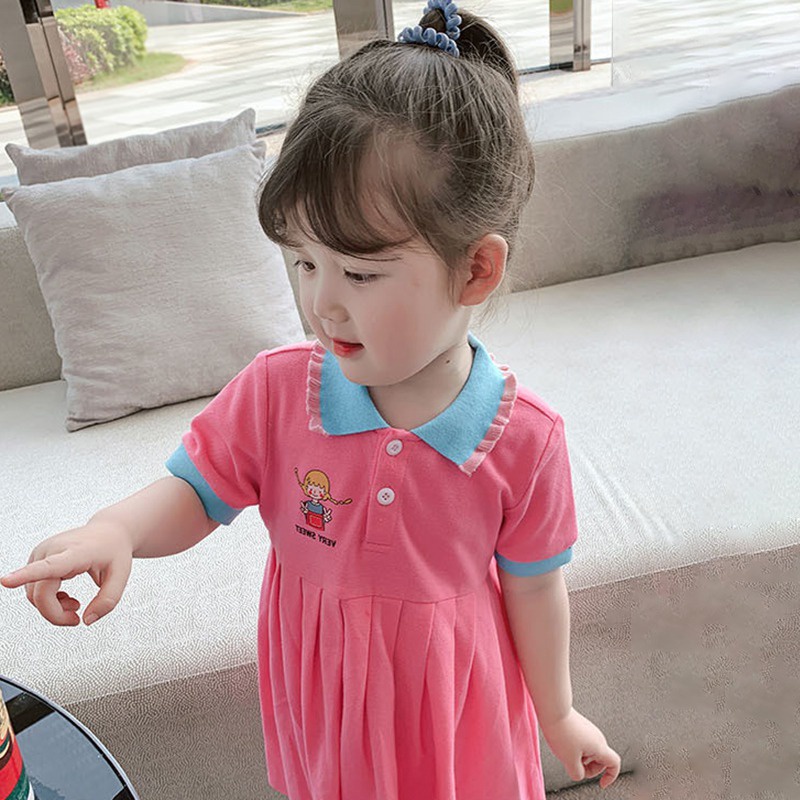 Đầm Cổ Bẻ Thiết Kế Ngọt Ngào Thời Trang Mùa Hè Cho Bé Gái