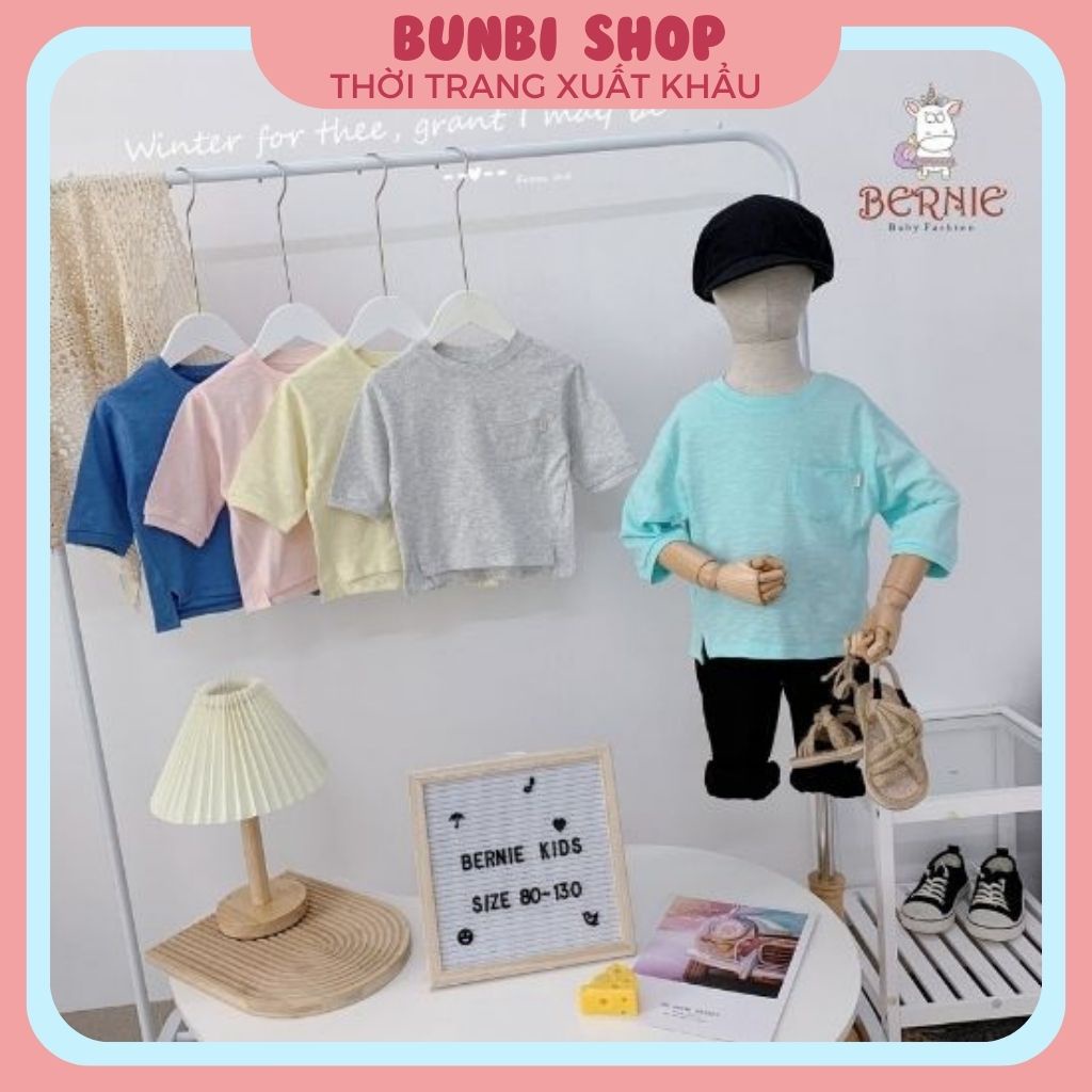 Áo thun cotton xước cao cấp BERNIE cho bé,xược xẻ tà Unisex,hàng việt nam xuất khẩu chuẩn loại 1