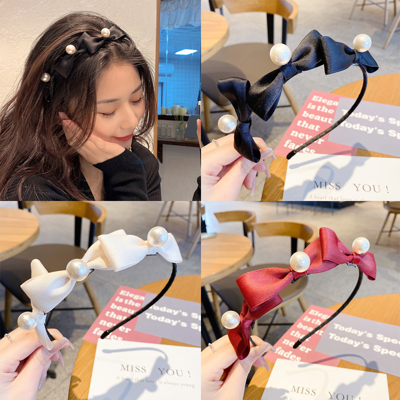 Cài tóc nhung đính ngọc trai thời trang phong cách Lolita