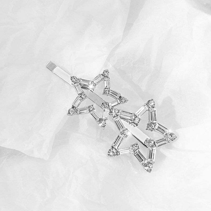 Ghim Cài Tóc Thẳng Màu Bạc / Ánh Kim Lấp Lánh Thiết Kế Tối Giản Cho Nữ