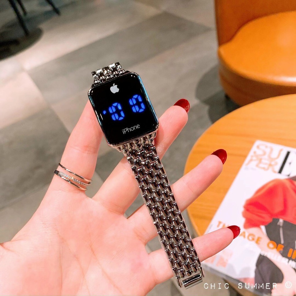 Đồng hồ Nữ Iphone - Apple watch dây thép không bay màu, bảo hành 12 tháng - Đồng hồ điện tử Apple