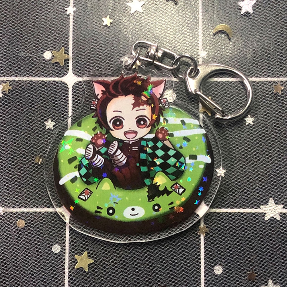 Anime Demon Slayer Kimetsu no Yaiba Keychain Brinco Blade Of Ghost Key Chains Choker Kamado Tanjirou Same Pendant Jewelry