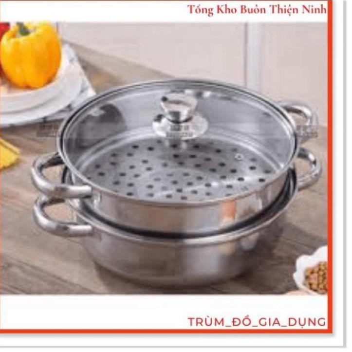 Nồi hấp 2 tầng inox, nồi hấp xôi, bánh bao size 28cm chất lượng tốt