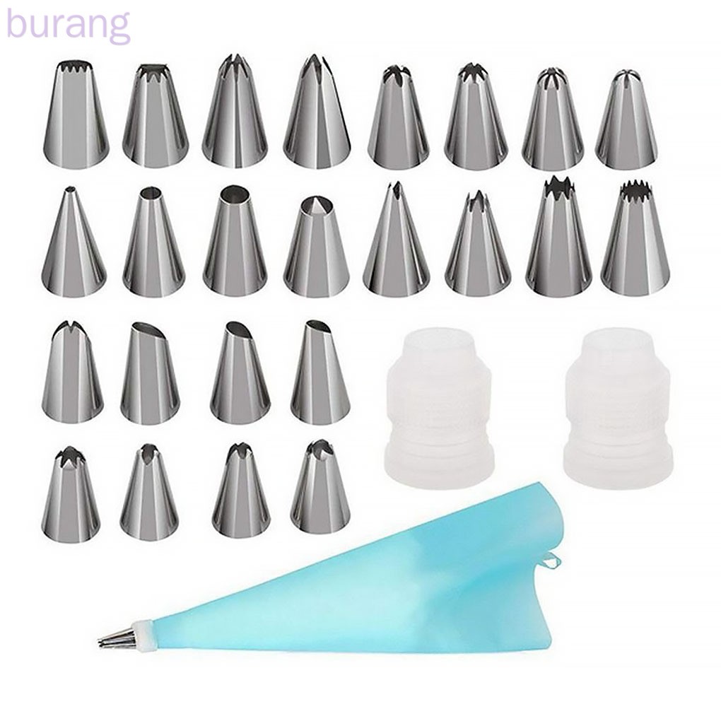 Set 33 dụng cụ trang trí bánh gồm 24 đầu bắt bông kem bằng thép không gỉ