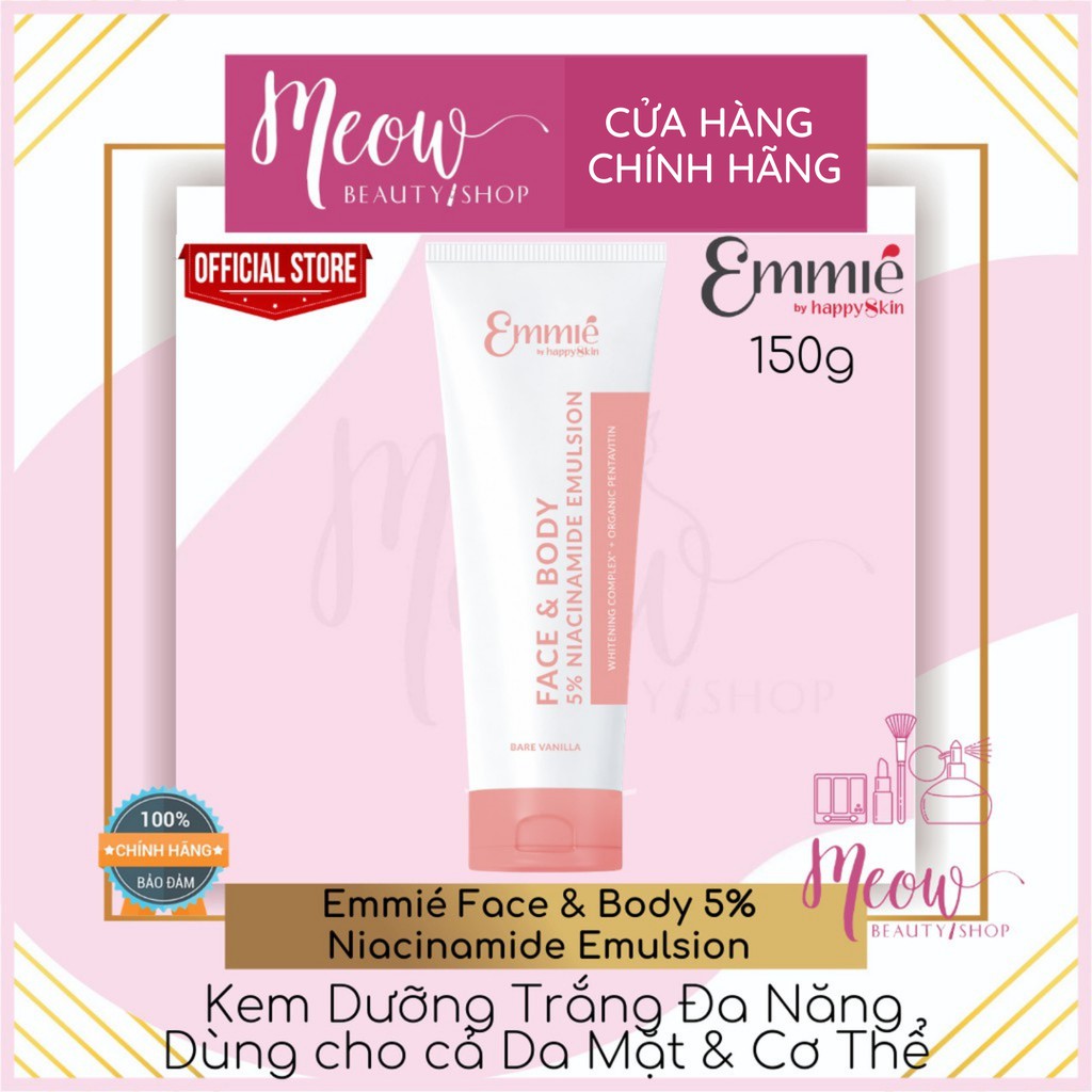 Kem body dưỡng thể trắng da 5% Niacinamide cho mặt và cơ thể Emmie Face & Body Emulsion Meow Beauty Shop by Trinh Meow