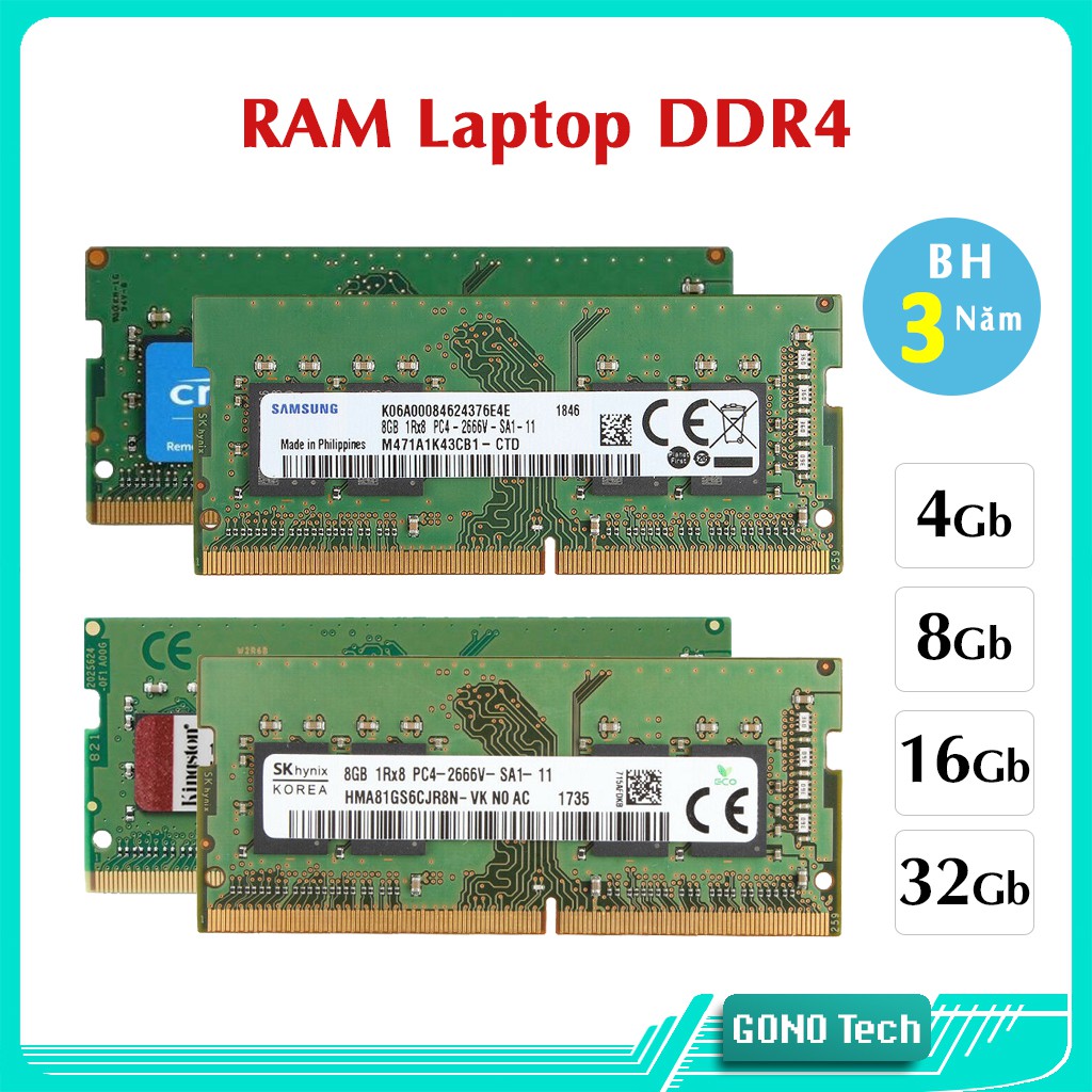 RAM Laptop DDR4 4Gb 8Gb 16Gb bus 2133 2400 2666 3200MHz Samsung SKhynix Crucial Micron | BigBuy360 - bigbuy360.vn