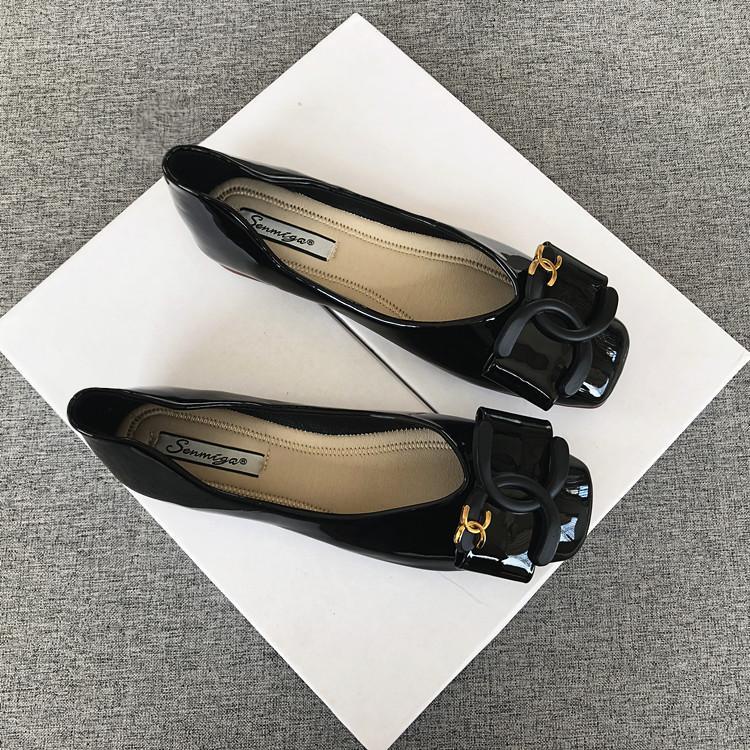 Giày Búp Bê Da Bóng Mũi Vuông Đế Mềm Thoải Mái Dễ Phối Đồ Thời Trang Xuân Thu 2022 Size 32-44