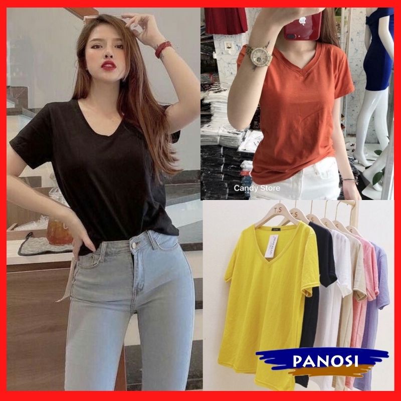 Áo phông giấy áo GAP trơn cổ tim chất thun giấy mỏng nhẹ thoáng mát - Mã A25