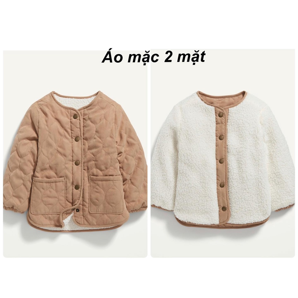 Áo khoác thu đông cho bé trần bông lót lông 2 mặt
