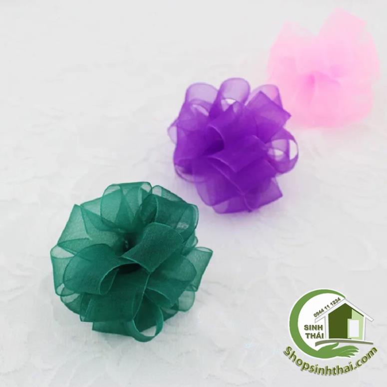 Ruy băng vải voan lưới nhũ viền, màu xanh dương