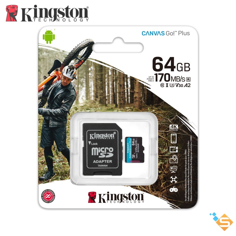 Thẻ Nhớ microSD Kingston 256GB 128GB 64GB Canvas Go! Plus U3 V30 Read 170MB/s SDCG3 - Bảo Hành Chính Hãng 5 Năm