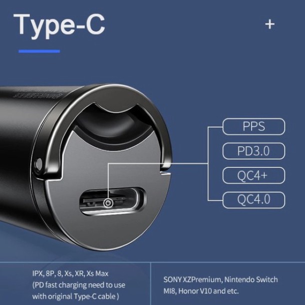 Tẩu sạc nhanh 30W Baseus Tiny Star Gen4 PD/QC 3.0 dùng cho xe hơi ( USB/ Type-C, PPS/PD/QC3.0 Quick Charge, Car Adapter)