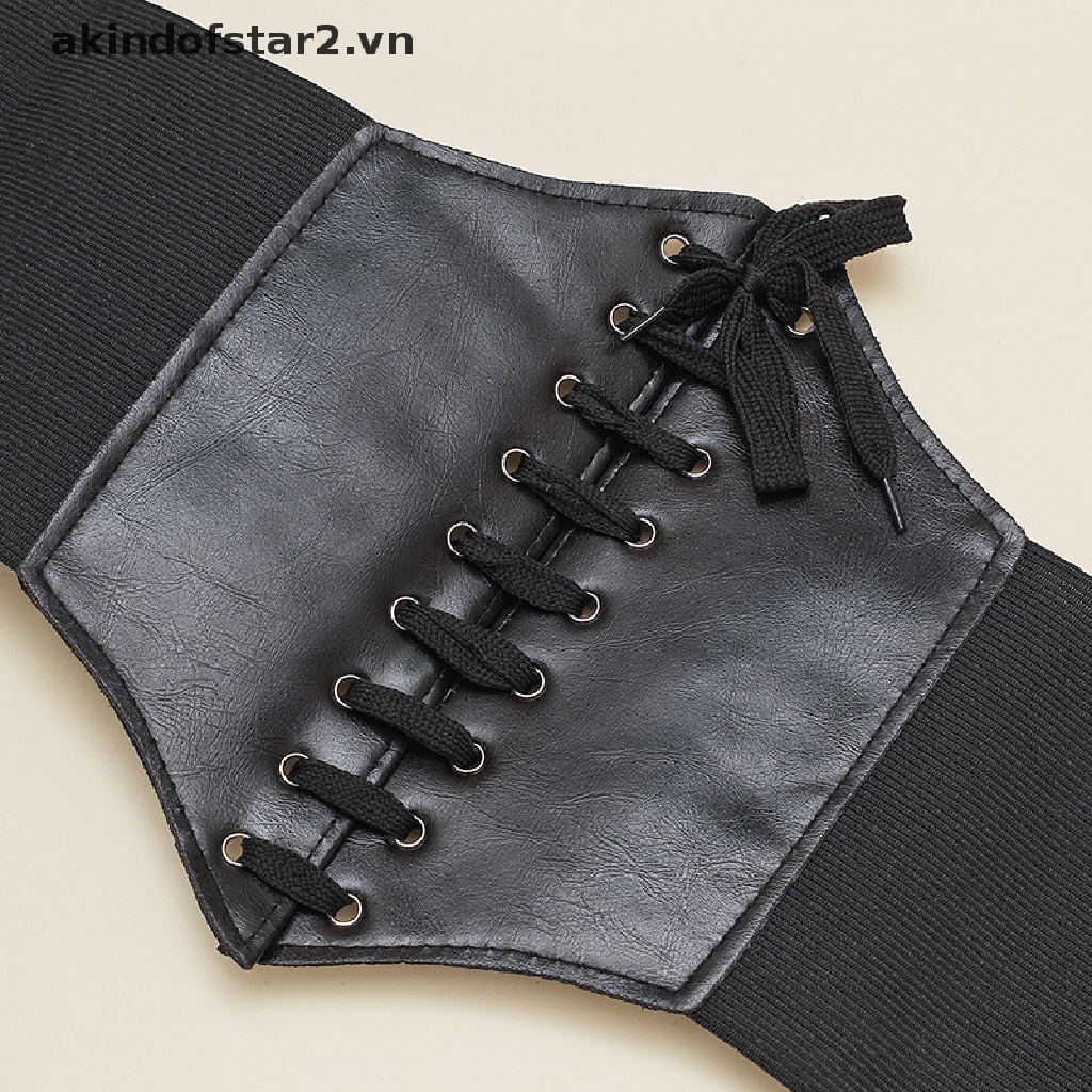 Thắt Lưng Da PU Bản Rộng Phong Cách Gohic Kết Hợp Đầm Thời Trang Cho Nữ