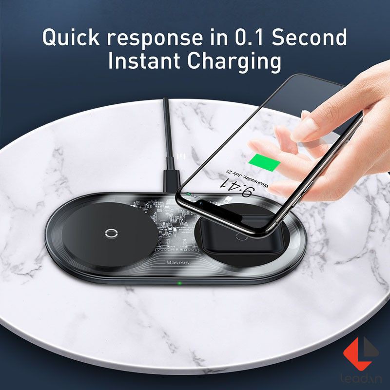 ✅ [BH 13 tháng] - Bộ đế sạc nhanh không dây Baseus Simple 2in1 Wireless Charger Pro Edition 15W