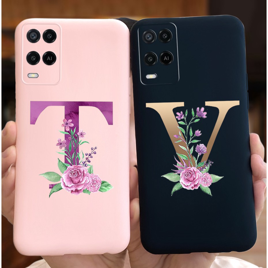 Ốp Lưng Điện Thoại Nhựa Mềm Oppo A54 4g Cph2239 Hình Hoa 26 Chữ Cái A54 2021