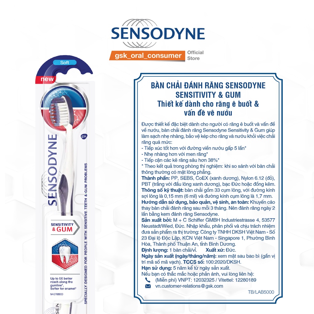 Bộ 3 Bàn chải đánh răng Sensodyne Sensitivity &amp; Gum