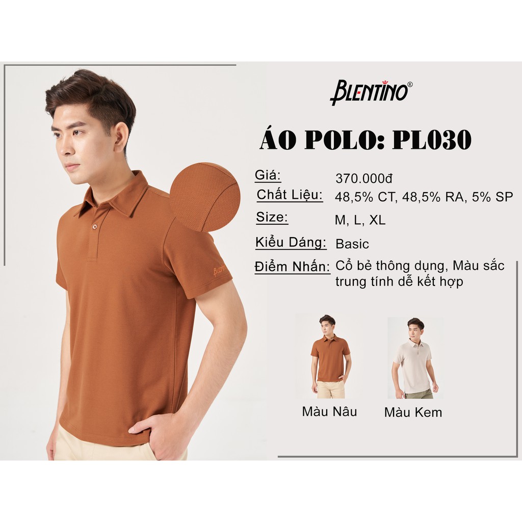 Áo Polo Nam , Áo Thun Nam Chất Liệu Vải Thể Thao, Thương Hiệu Blentino PL030-2