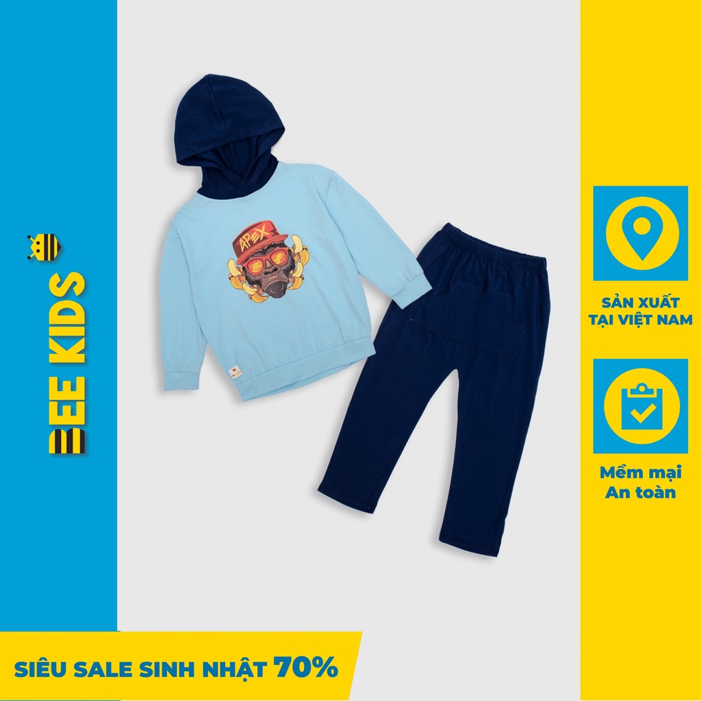 Bộ đồ nỉ Bé Trai từ 2-8 tuổi BEEKIDS , Không Bai Không Xù 2BT00987DT