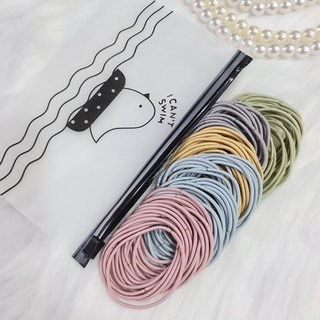 Túi 100 Sợi Dây Cột Tóc Trơn Loại To Mỏng