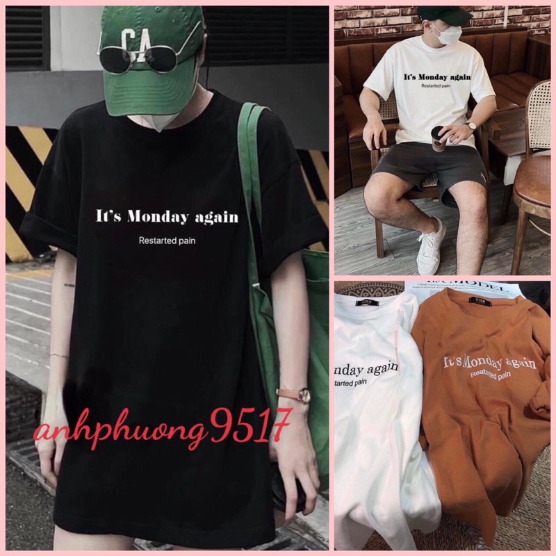 Áo Thun It Monday  Nữ Trend - Phông Dáng Rộng Tay Lỡ Unisex Vintage Phong Cách Hàn Quốc