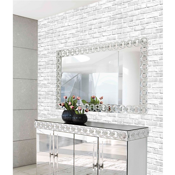 Decal giấy dán tường giả gạch xám khói khổ 45cm keo sẵn