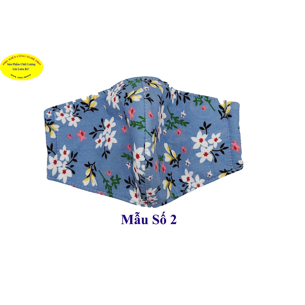Khẩu trang vải nữ Chất liệu vải cotton Dày 3 lớp In hình Hoa lá các loại, Chống nắng, Chống bụi, Bảo vệ sức khỏe