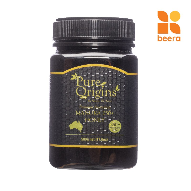 Mật Ong Manuka MGO 250+ Pure Origins Beera hỗ trợ tiêu hoá, giảm sâu răng (500g)