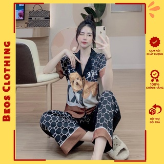 Đồ bộ nữ ⚡𝐅𝐫𝐞𝐞 𝐒𝐡𝐢𝐩⚡ Đồ bộ pijama lụa mango gấu 5D dễ thương