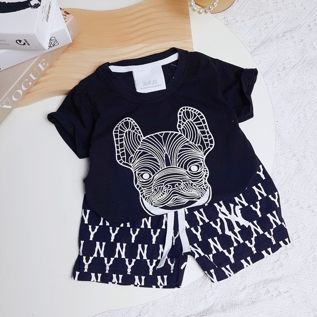 Bộ Cộc Tay Cho Bé Trai, Bộ Quần Áo Bé Trai In Chữ N Y Cho Bé Chất Cotton Cực Mát - LILA KIDS