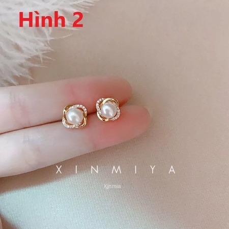 Bông tai tròn đính hạt, phụ kiện thời trang BT014 - Filibrastyle