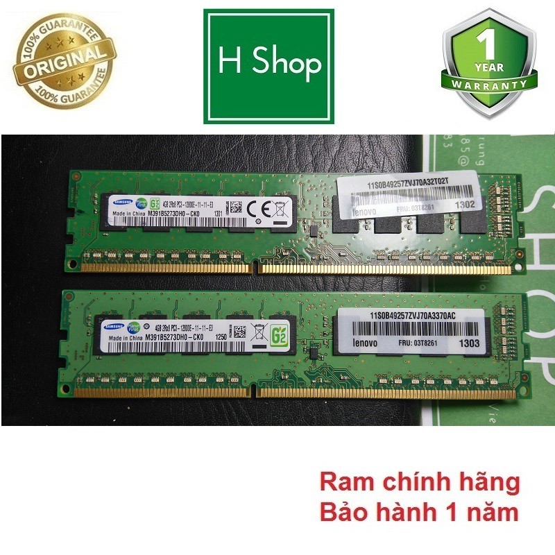 Ram ECC Unbuffered 8GB, 4GB DDR3 bus 12800E, 10600E và 8500E, ram zin siêu bên và ổn định, bảo hành 1 năm