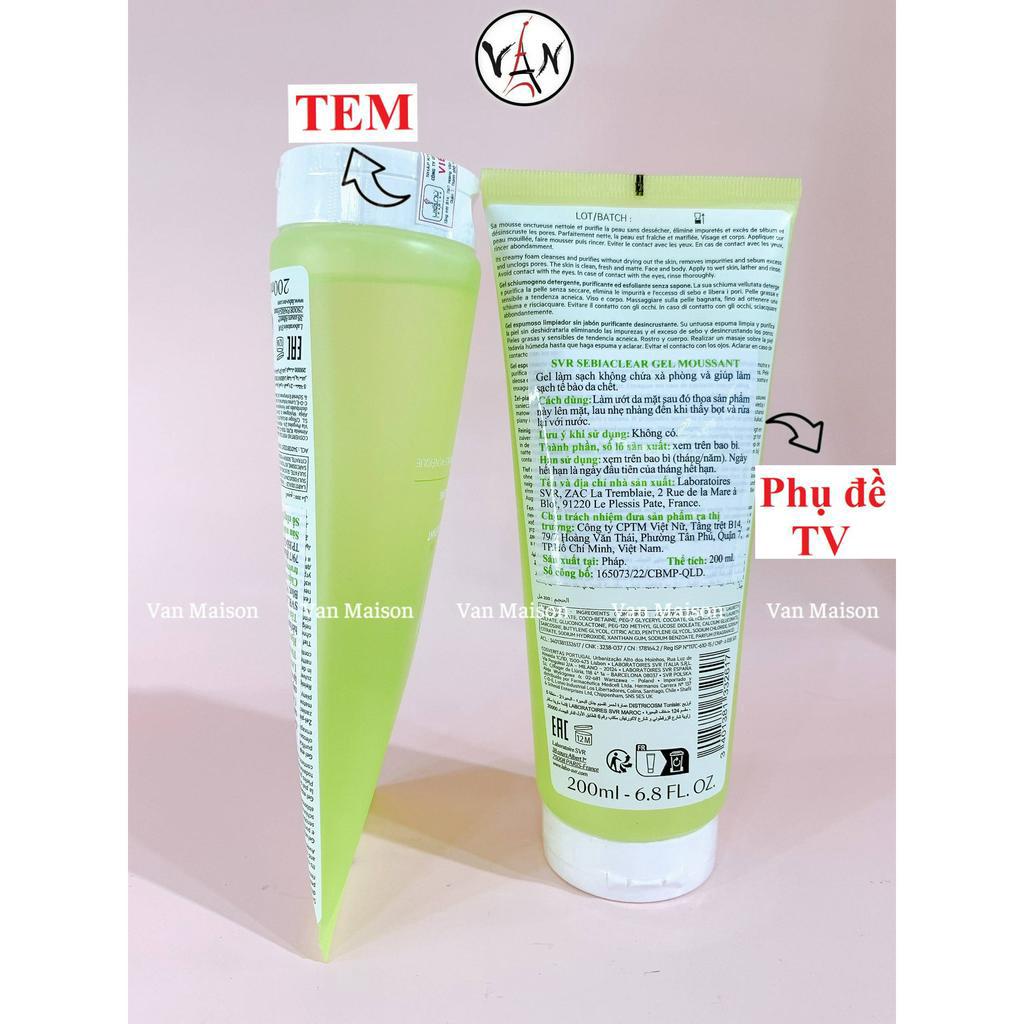 Gel rửa mặt svr không chứa xà phòng cho da dầu sebiaclear gel moussant 55ml 200ml 400ml