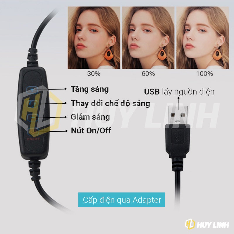 Đèn Livestream 16cm kèm chân Tripod để bàn Portable K315 Selfie Ring Light Kit - Có 3 chế độ sáng HL397
