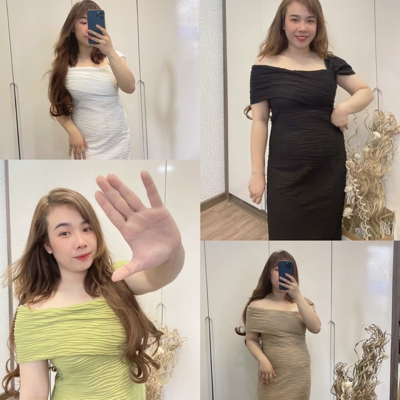 Đầm Dự Tiệc Thiết Kế Lệch Vai Bigsize 50kg Đến 100kg (M/L/XL/XXL)(Đầm Tết)