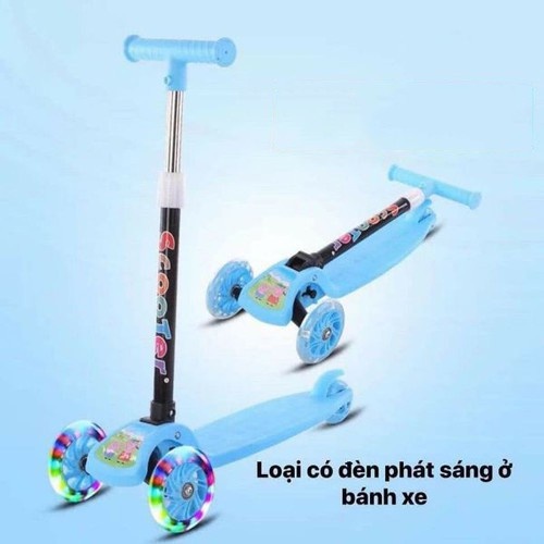 Xe Scooter 3 bánh gấp gọn có đèn phát sáng bền chắc mẫu mới - Giao màu ngẫu nhiên