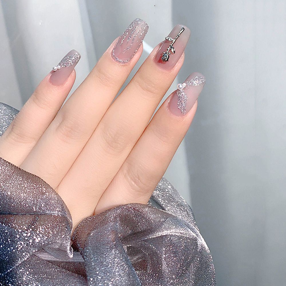 [Hàng mới về] Phụ kiện hợp kim trang trí móng tay nghệ thuật họa tiết hoa hồng 3D sang trọng