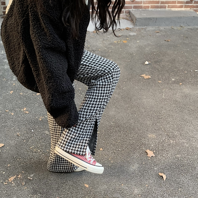 Quần Ống Rộng Xiaozhainv Họa Tiết Houndstooth Phong Cách Hàn Quốc Dễ Phối Đồ | BigBuy360 - bigbuy360.vn