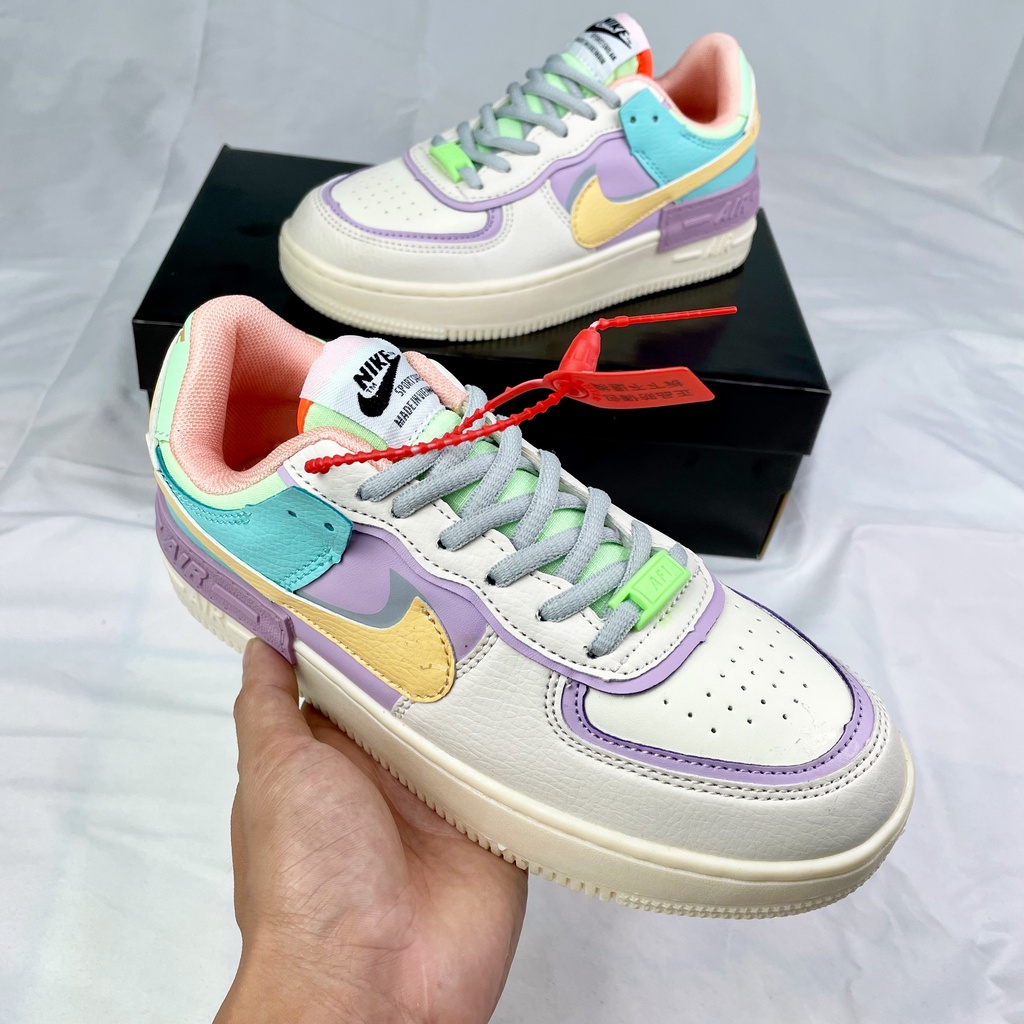 Giày sneaker thể thao nữ, Shadow tím móc vàng phối xanh Hot Trend 2021, Full Box tặng vớ, bảo hành 6 tháng