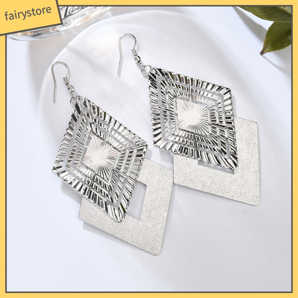 Bông Tai Dáng Dài Thiết Kế Hình Thoi   Lớp Thời Trang