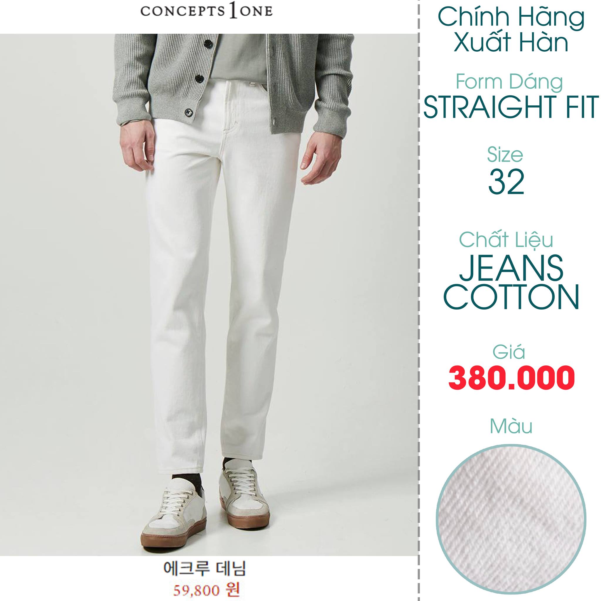 Quần Jeans Nam CONCEPTS1ONE Straight Fit Màu Trắng - FO76 SHOP