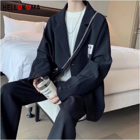 Áo Khoác Vest Dáng Rộng Màu Sắc Trơn Phong Cách Hàn Quốc Cho Nam Giới