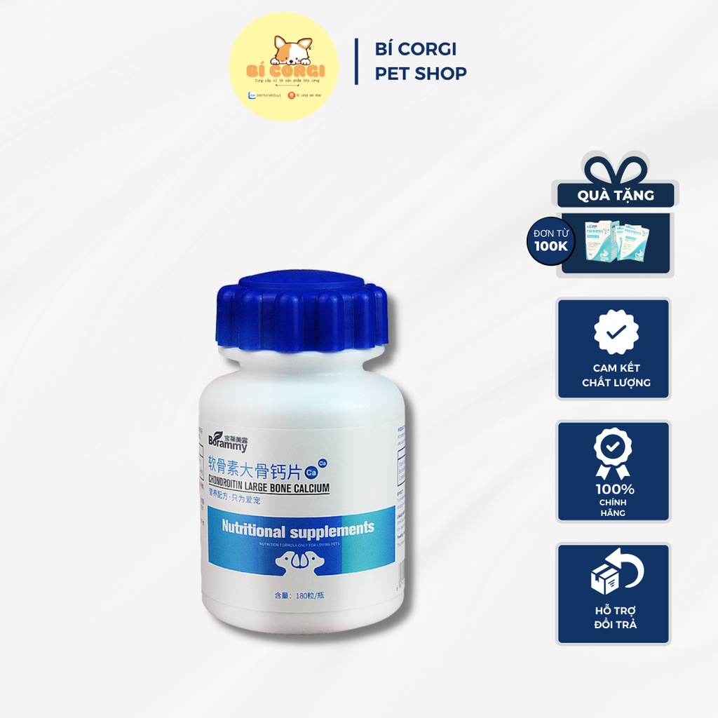 Canxi bổ sung cho chó mèo BORAMMY hỗ trợ chắc xương, calcium, vitamin - thiếu canxi cho chó mèo