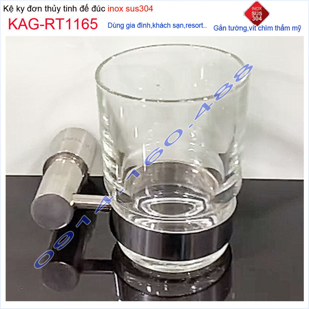 Kệ ly đơn inox KAG-RT1165, kệ để kem đánh răng bàn chải đế tiện tròn đúc thiết kế tuyệt đẹp siêu bền sử dụng tốt