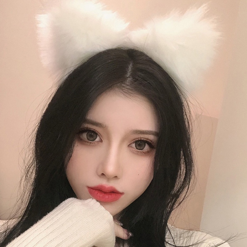 Mũ Len Trùm Tai Màu Trắng Trơn Thoải Mái Dùng Hóa Trang Phong Cách Gothic Cho Thú Cưng