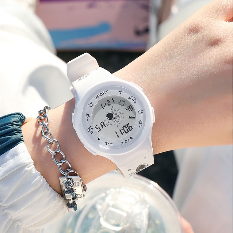 Đồng Hồ Điện Tử HT3 Chống Thấm Nước 5 Màu Dạ Quang Phong Cách Phi Hành Gia Hàn Quốc Dành Cho Học Sinh Nam Nữ