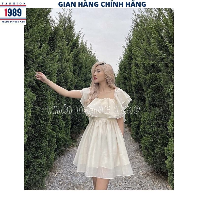 Đầm - Váy voan tơ trễ vai tay bồng 2 lớp cực xinh tiểu thư bánh bèo dễ thương ulzzang đầm công chúa -PHƯƠNG 1989