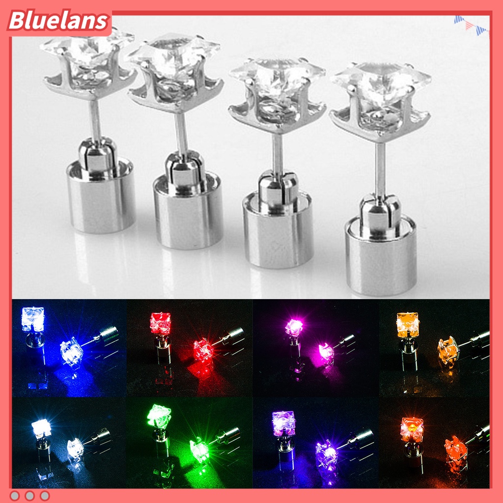 Khuyên Tai Nữ Đính Đá Vuông Có Đèn LED Thời Trang