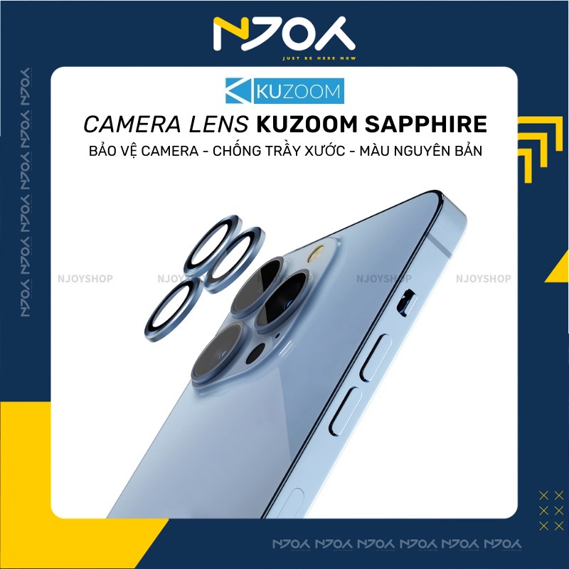 Bộ Vòng Cường Lực Bảo Vệ Camera Kuzoom Sapphire Chống Trầy Xước Màu Nguyên Bản Ip 13 Pro Max 12 Pro Max 11 Pro Max