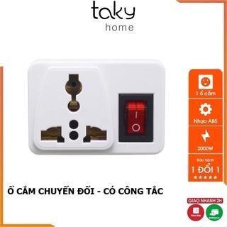 Mua Phích Ổ Cắm Điện - Có Công Tắc  Chuyển Đổi Từ 3 Chân Sang 2 Chân || 3 Chạc Sang 2 Chấu - Tiện Dụng - TakyHome 8609